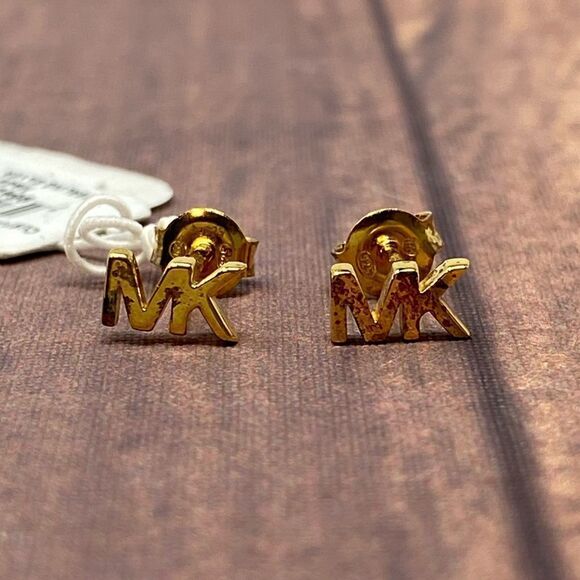 MICHAEL KORS STUD EARRINGS Premium Gold-Tone Earring 925 MKC1369AA710 1069 - Picture 1 of 2